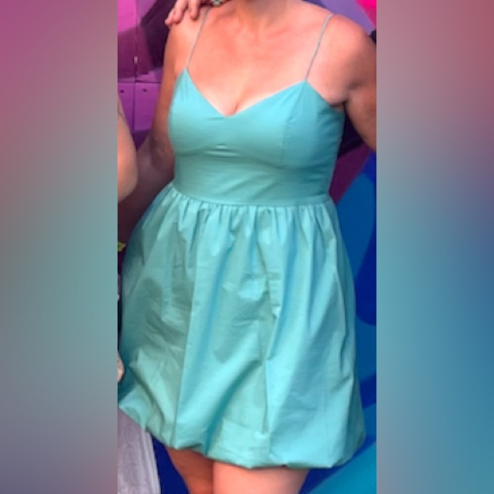 Express Green Strapless Fit and Flare Dress